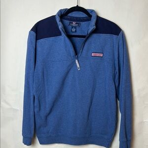 Vineyard Vines Blue Zip Up Sweater with Contrast Design